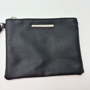 Steve Madden Wristlet Black Pebbled Leather with Strap